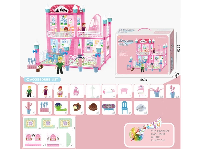 DIY ASSEMBLE VILLA W/LIGHT & MUSIC，124PCS - HP1167612