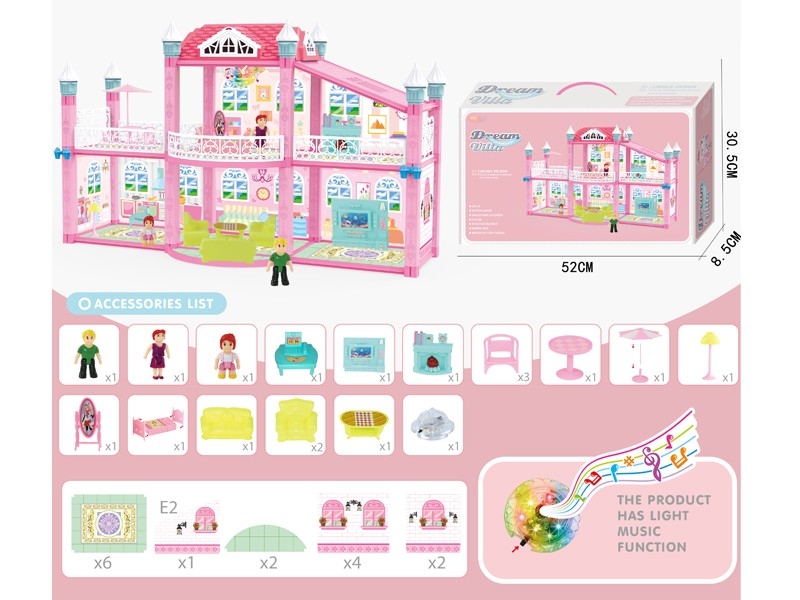 DIY ASSEMBLE VILLA W/LIGHT & MUSIC，126PCS - HP1167614