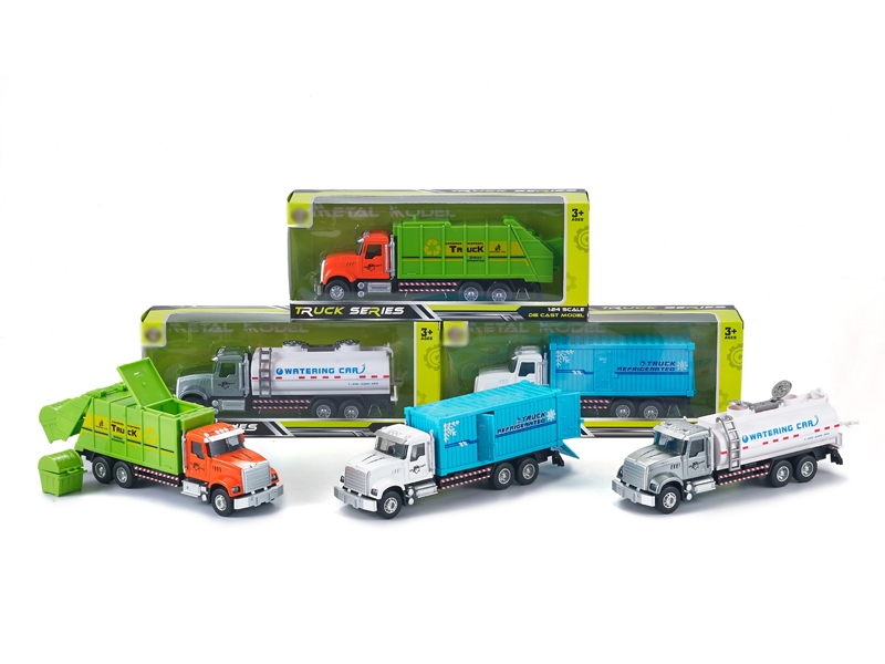 1:24 PULL BACK DIE CAST CONSTRUCTION CAR W/LIGHT & MUSIC，3ASST - HP1168048