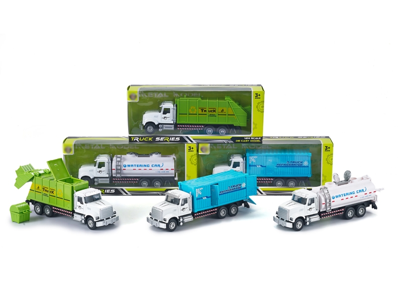 1:24 PULL BACK DIE CAST CONSTRUCTION CAR W/LIGHT & MUSIC，3ASST - HP1168049