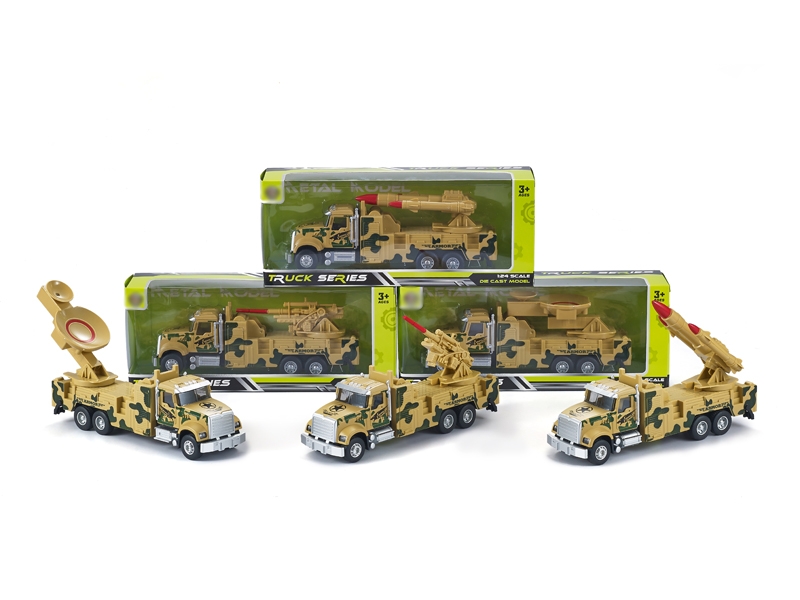 1:24 PULL BACK DIE CAST MILITARY CAR W/LIGHT & MUSIC，3ASST - HP1168053