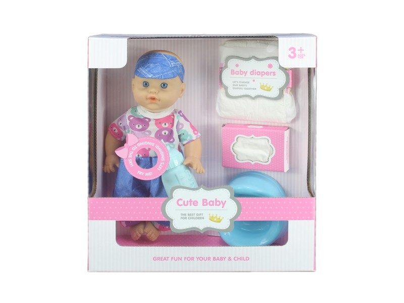 30.5CM BLOW MOLD BODY PEEING DOLL W/ACCESSORIES & DRINKING WATER & 6 SOUNDS IC - HP1168114