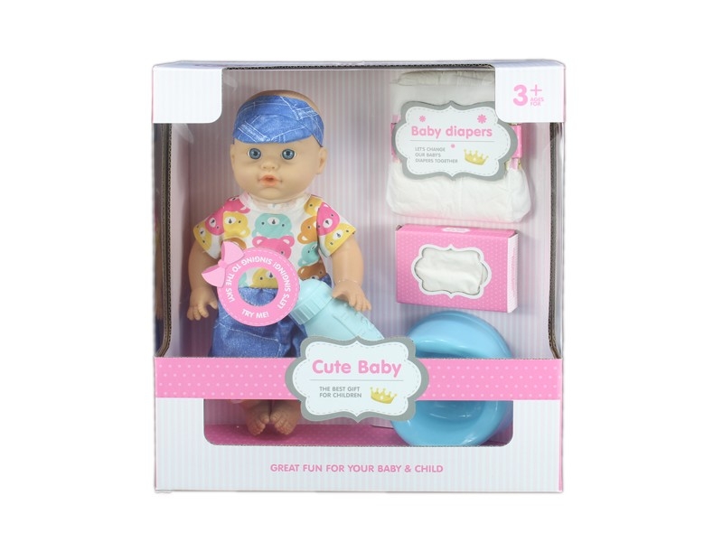 30.5CM BLOW MOLD BODY PEEING DOLL W/ACCESSORIES & DRINKING WATER & 6 SOUNDS IC - HP1168115