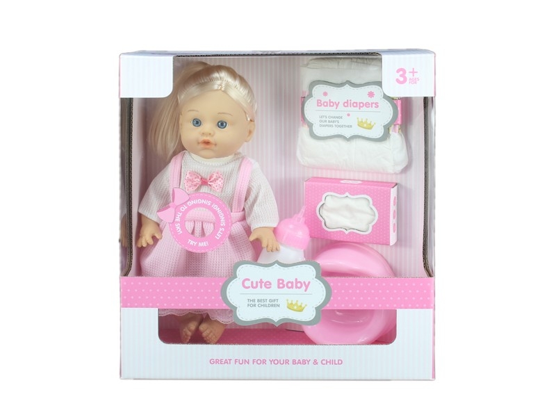 30.5CM BLOW MOLD BODY PEEING DOLL W/ACCESSORIES & DRINKING WATER & 6 SOUNDS IC - HP1168116