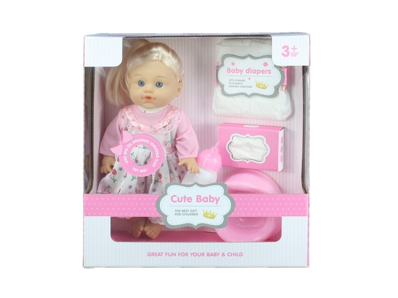 30.5CM BLOW MOLD BODY PEEING DOLL W/ACCESSORIES & DRINKING WATER & 6 SOUNDS IC - HP1168118