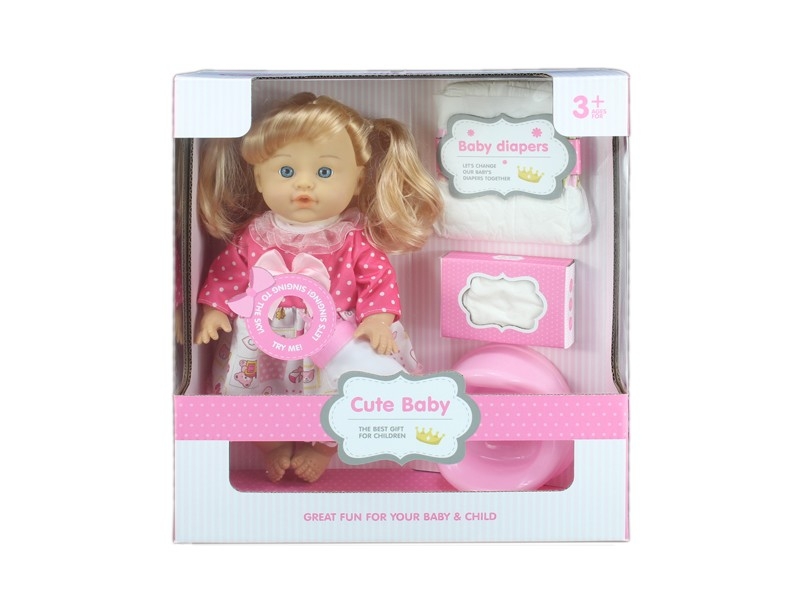 30.5CM BLOW MOLD BODY PEEING DOLL W/ACCESSORIES & DRINKING WATER & 6 SOUNDS IC - HP1168119