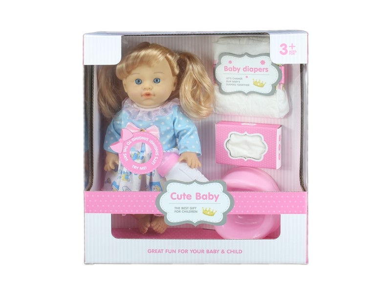 30.5CM BLOW MOLD BODY PEEING DOLL W/ACCESSORIES & DRINKING WATER & 6 SOUNDS IC - HP1168120