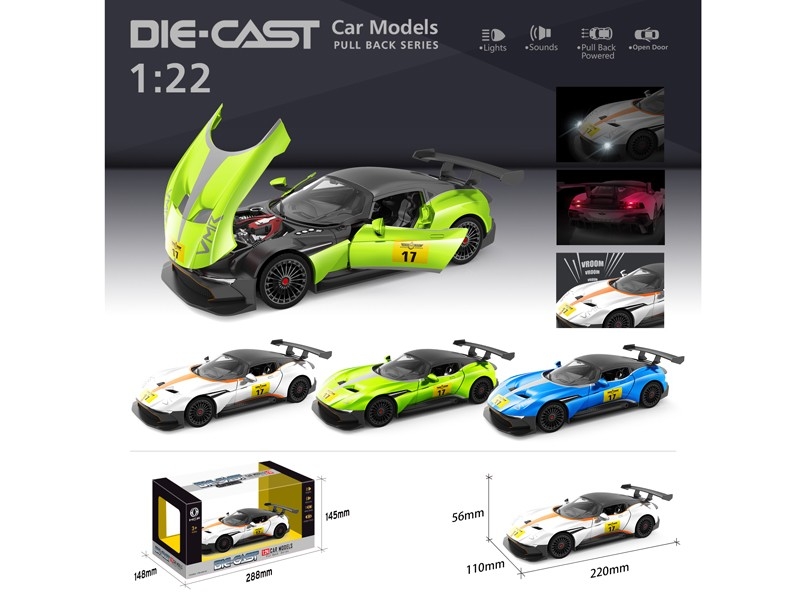 PULL BACK DIE CAST CAR W/LIGHT & MUSIC - HP1170267