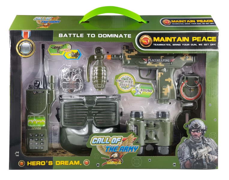 MILITARY SET (WALKIE-TALKIE & GUN INCLUDED BUTTON CELL BATTERIES) - HP1170271