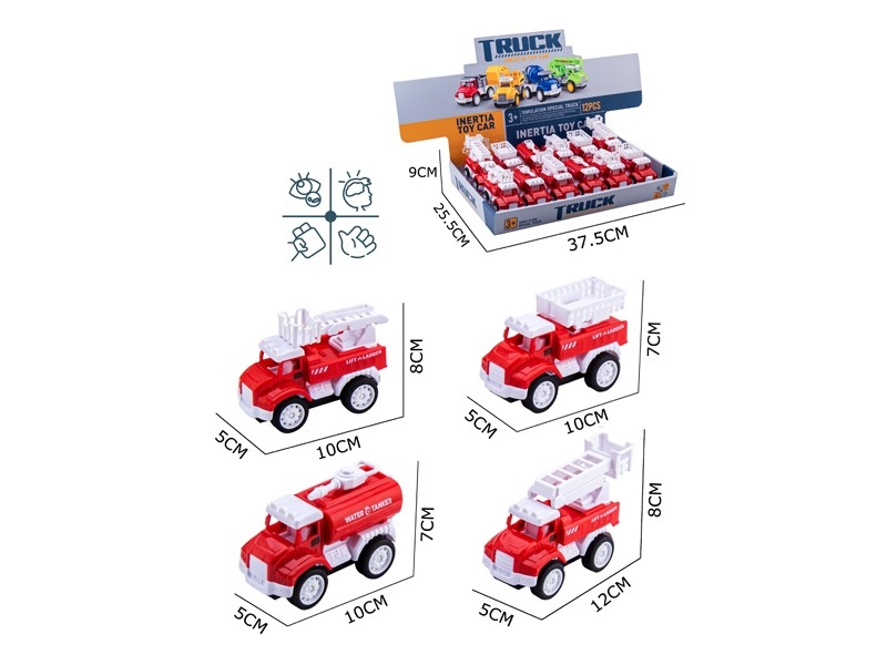 FRICTION FIRE TRUCK 12PCS/DISPLAY - HP1170751