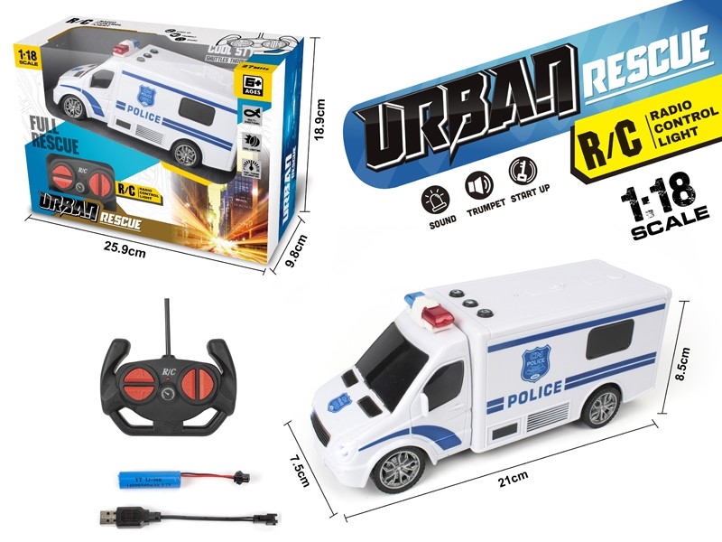 1：18四通灯光警察遥控车（带按键音效） - HP1171615