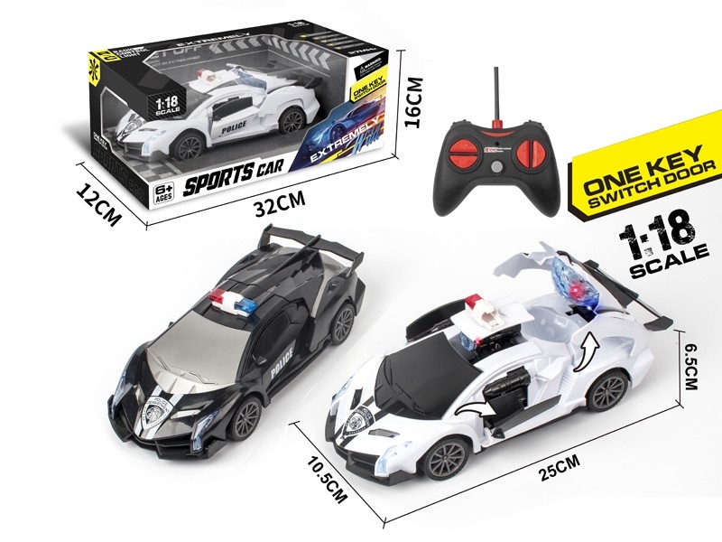 1：18五通遥控一键变形灯光导弹车（警车） - HP1171624