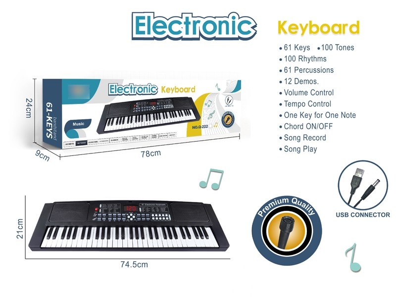 61 KEYS ELECTRONIC ORGAN W/MICROPHONE & DISPLAY & USB - HP1172919
