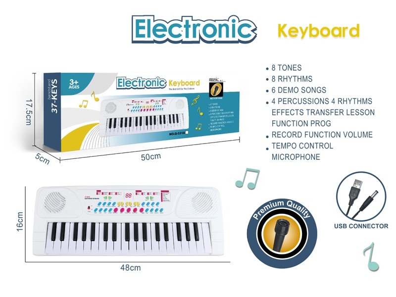 37 KEYS ELECTRONIC ORGAN W/MICROPHONE & USB - HP1172922