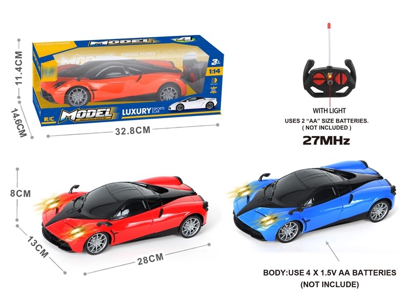 1：14四通带前灯帕加尼黑窗遥控车，橙，红，蓝3色混装（不包电） - HP1173310