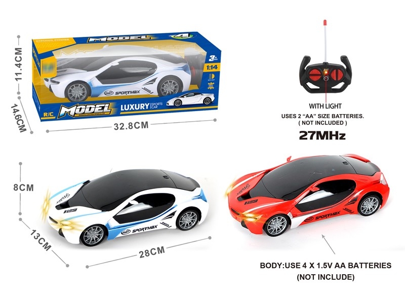 1：14四通带前灯宝马I8遥控车，红、白2色混装（不包电） - HP1173311