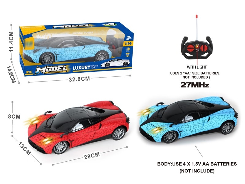 1：14四通带前灯帕加尼裂纹遥控车，红、蓝2色混装（不包电） - HP1173314