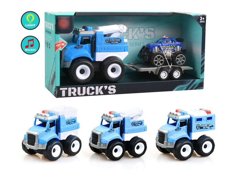 FRICTION POLICE CAR W/LIGHT & MUSIC + FRICTION CAR (3 ASST., INCLUDED BATTERY) - HP1173511