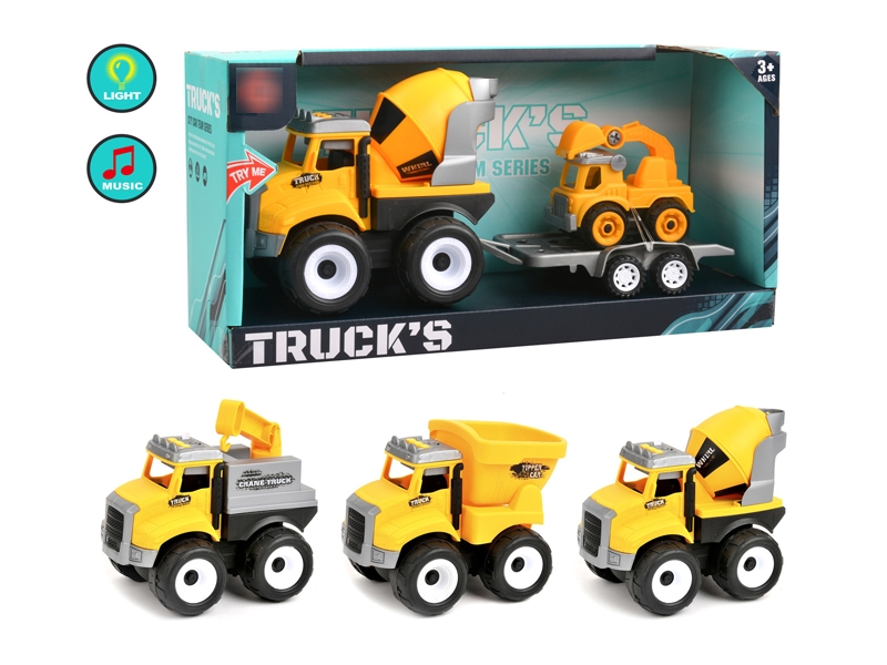 FRICTION CONSTRUCTION CAR W/LIGHT & MUSIC + FREE WAY CAR (3 ASST., INCLUDED BATTERY) - HP1173512