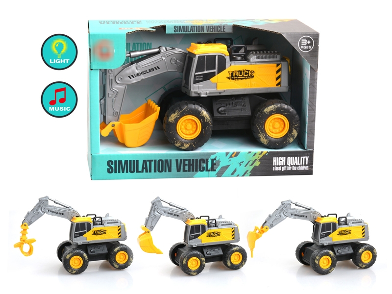 FRICTION CONSTRUCTION CAR W/LIGHT & MUSIC (3 ASST., INCLUDED BATTERY) - HP1173539