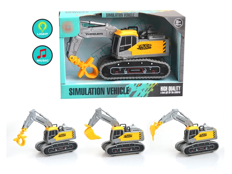 FRICTION CONSTRUCTION CAR W/LIGHT & MUSIC (3 ASST., INCLUDED BATTERY) - HP1173540