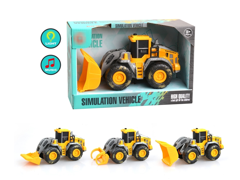 FRICTION CONSTRUCTION CAR W/LIGHT & MUSIC (3 ASST., INCLUDED BATTERY) - HP1173541