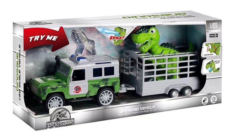 1:20 FRICTION CAR W/LIGHT & SOUND (INCLUDED BATTERY) + DINOSAUR W/LIGHT, SOUND & SPRAY - HP1174731