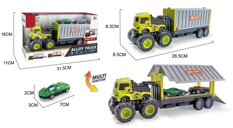 FRICTION CONTAINER TRUCK + FREE WAY DIE-CAST CAR 2 PCS - HP1174763