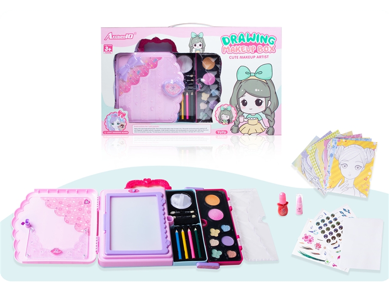 跨境儿童彩妆化妆品饰品美甲梳扮女孩玩具过家家新款DIY画画本 - HP1177477