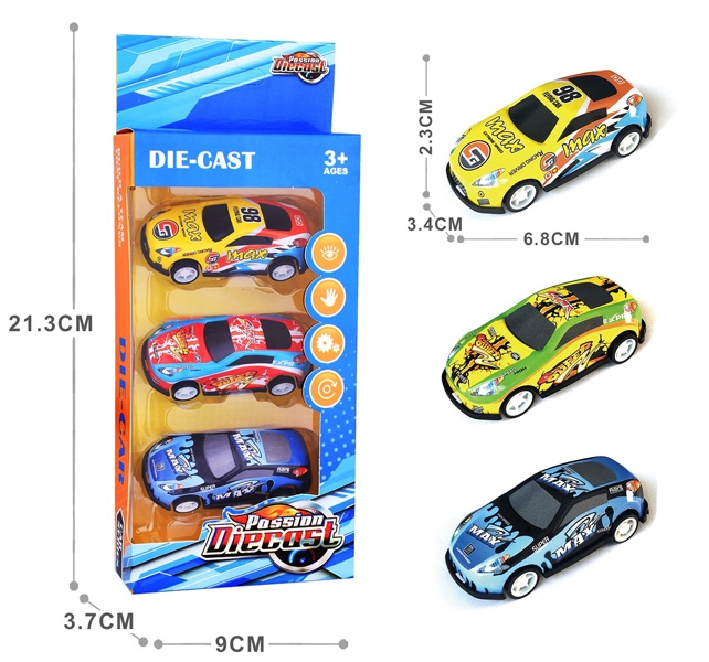 1:64 PULL BACK DIE-CAST CAR 3 PCS - HP1177754