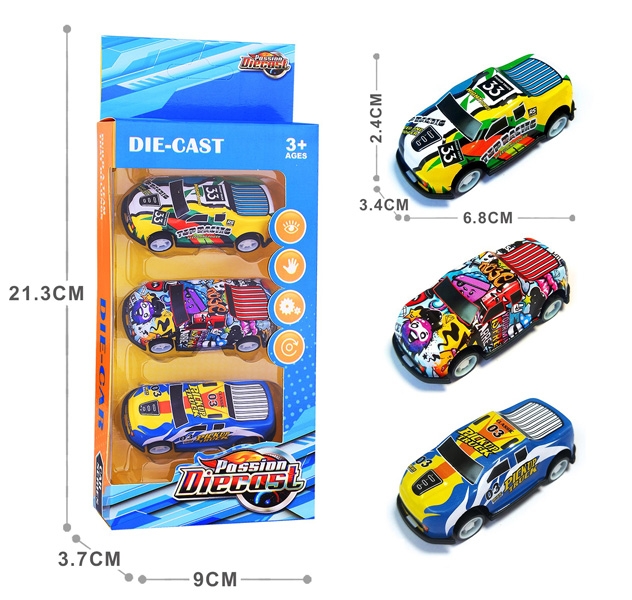 1:64 PULL BACK DIE-CAST CAR 3 PCS - HP1177755