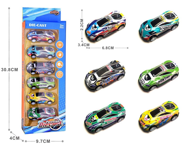 1:64 PULL BACK DIE-CAST CAR 6 PCS - HP1177757