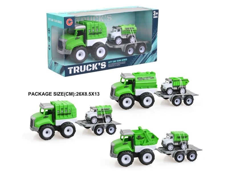 FRICTION SANITATION TRUCK W/PULL BACK CAR 1PCS - HP1178796