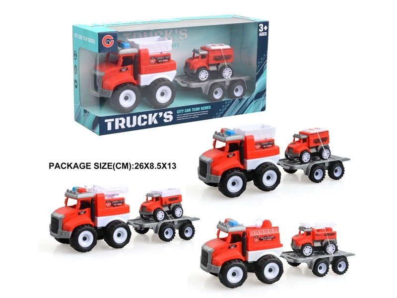 FRICTION FIRE TRUCK W/PULL BACK CAR 1PCS - HP1178798