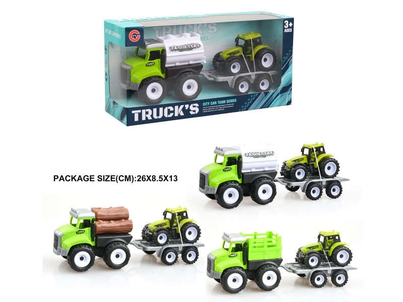 FRICTION FARMER TRUCK W/PULL BACK CAR 1PCS - HP1178799