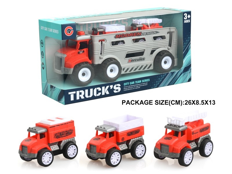 FRICTION FIRE TRUCK W/PULL BACK CAR 2PCS - HP1178803