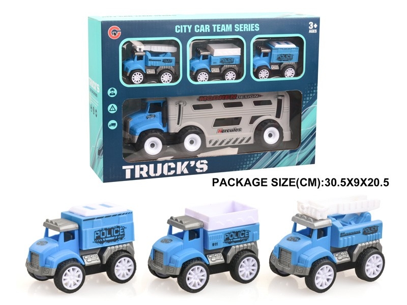 FRICTION POLICE CAR W/PULL BACK CAR 3PCS - HP1178820