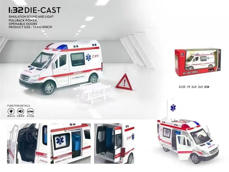 1:32 PULL BACK DIE-CAST CAR W/LIGHT & SOUND (CAN OPEN 6 DOORS, INCLUDED BATTERY) - HP1179891