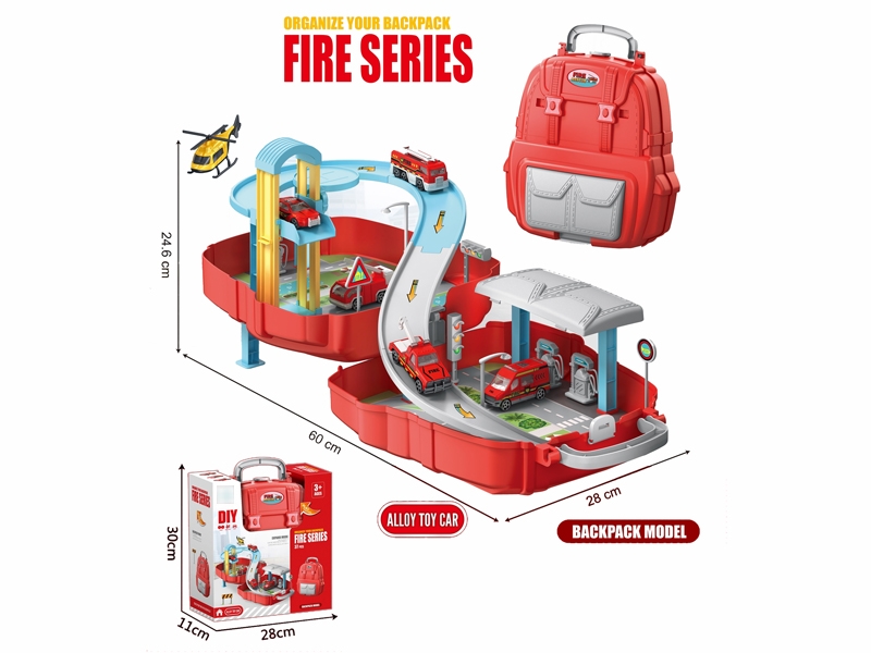 PARKING LOT + DIE-CAST CARS 5 PCS (FIRE PROTECTION SERIES) - HP1180144