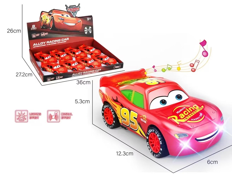 PULL BACK CAR W/LIGHT & MUSIC，8PCS/DISPLAY - HP1182633