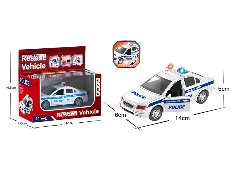 PULL BACK POLICE CAR，CAN OPEN THE DOOR，W/LIGHT & SOUND，INCLUDE BATTERY - HP1187624