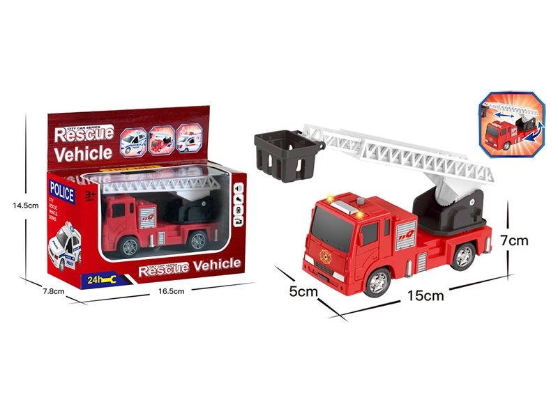 PULL BACK FIRE TRUCK，CAN OPEN THE DOOR，W/LIGHT & SOUND，INCLUDE BATTERY - HP1187625