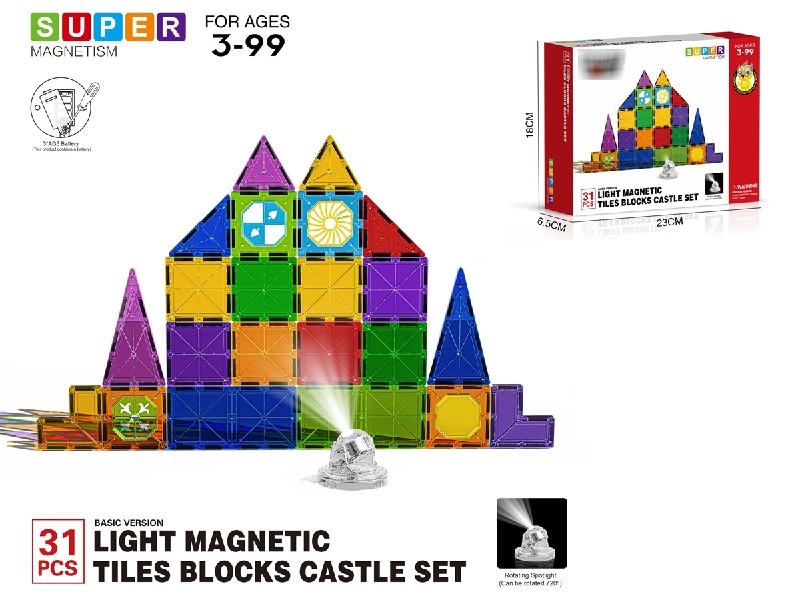 MAGNETIC BUILDING BLOCKS W/LIGHT 31PCS - HP1188660