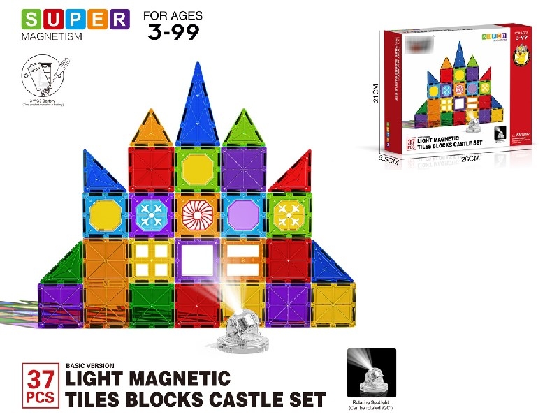 MAGNETIC BUILDING BLOCKS W/LIGHT 37PCS - HP1188661