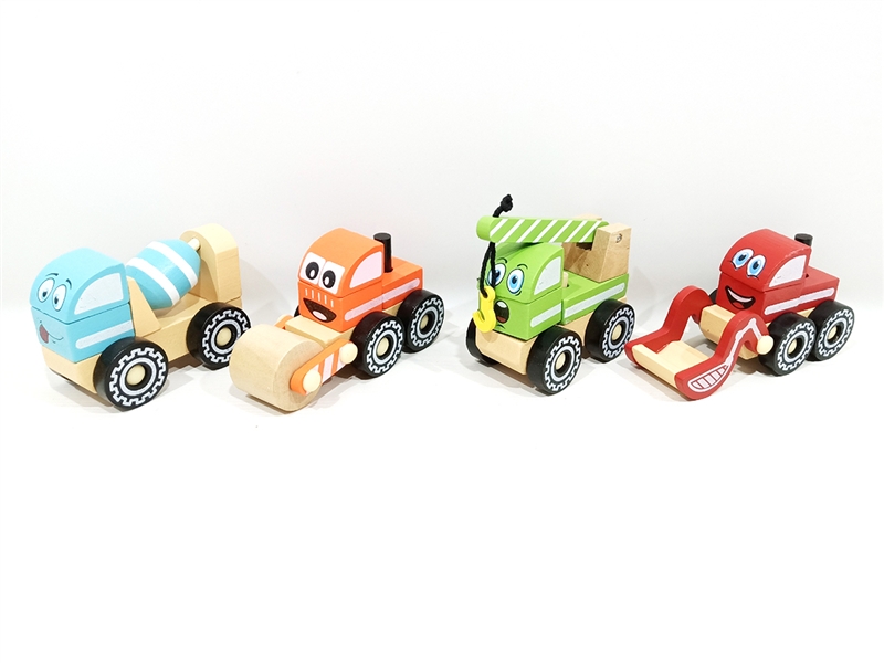 WOODEN ASSEMBLE CARTOON TRUCK,4ASST - HP1189018