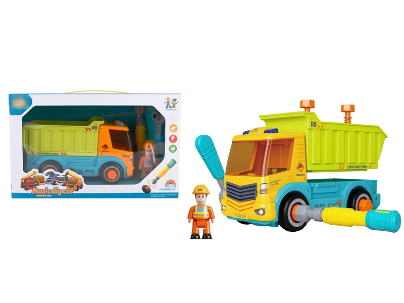 PULL BACK ASSEMBLE CONSTRUCTION TRUCK W/MUSIC - HP1189370