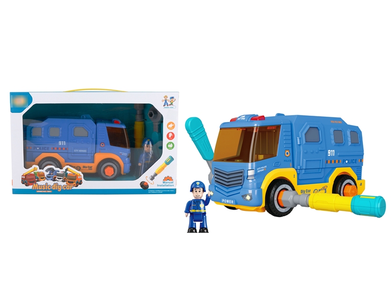 PULL BACK ASSEMBLE POLICE CAR W/MUSIC - HP1189374