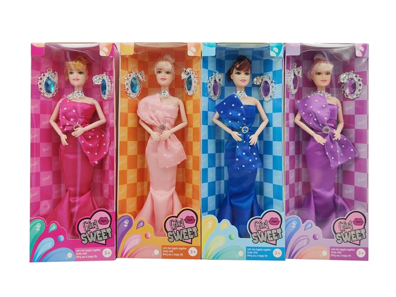 11寸9关节礼服芭比+耳环 4款混装 - HP1189857