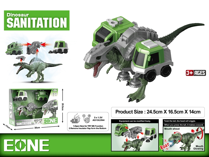 DINOSAUR SANITATION TEAM W/LIGHT & SOUND (INCLUDED BATTERY) - HP1190033