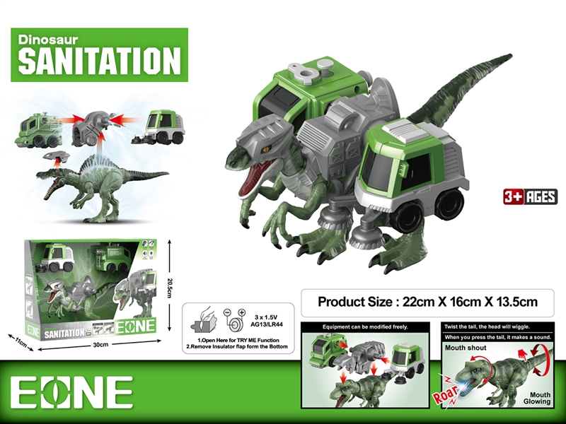 DINOSAUR SANITATION TEAM W/LIGHT & SOUND (INCLUDED BATTERY) - HP1190041